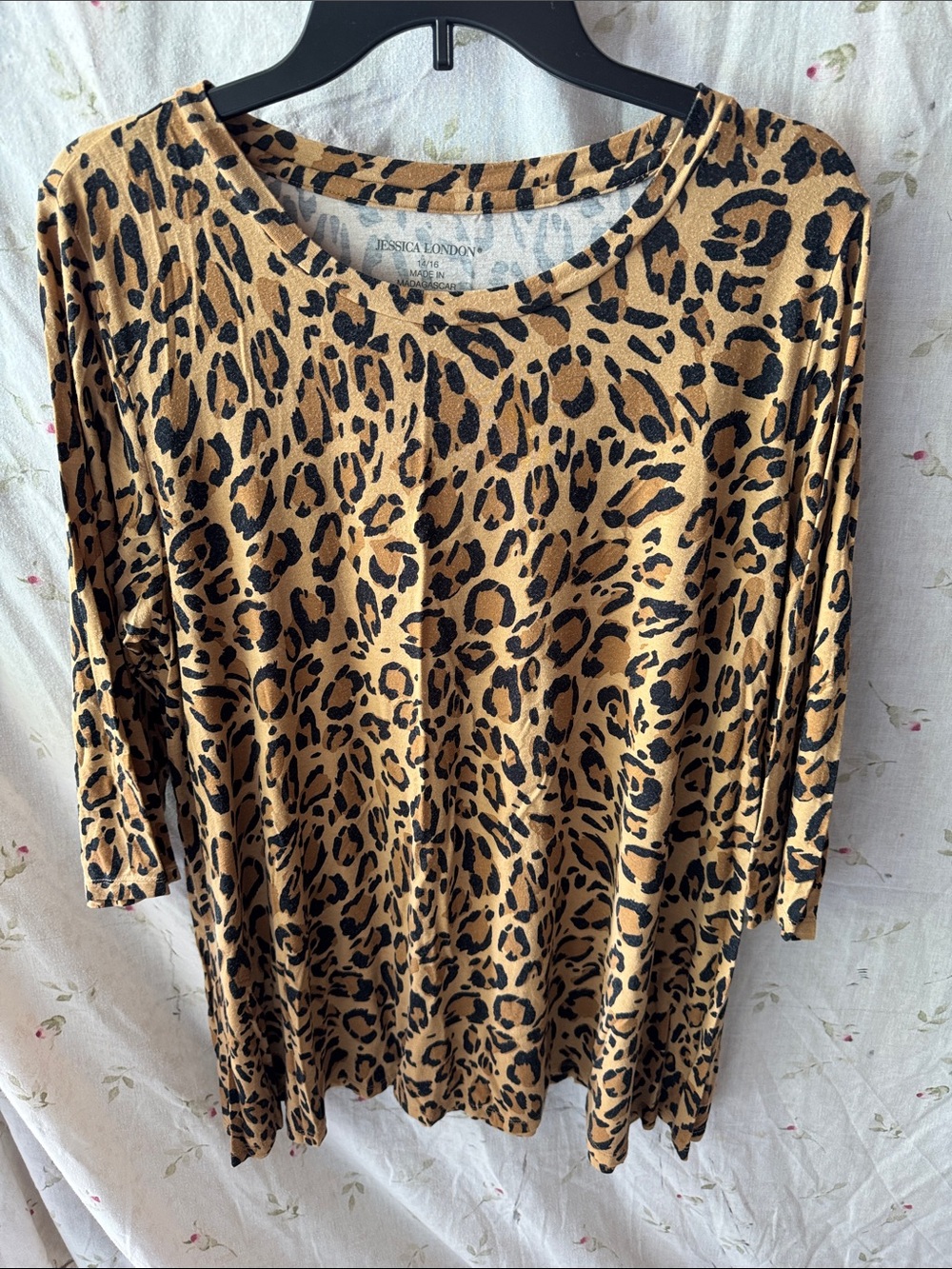 Jessica London Leopard-Print Tunic Top in Tan and Black
